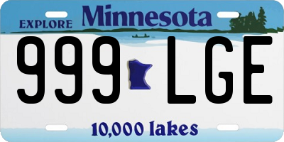 MN license plate 999LGE