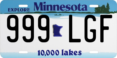 MN license plate 999LGF