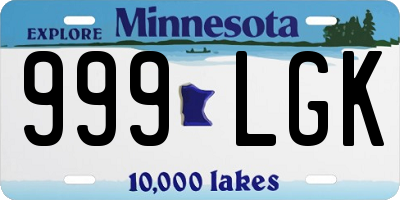 MN license plate 999LGK
