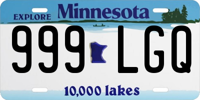 MN license plate 999LGQ