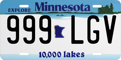 MN license plate 999LGV