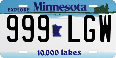 MN license plate 999LGW