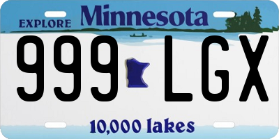 MN license plate 999LGX