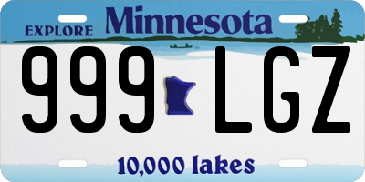 MN license plate 999LGZ