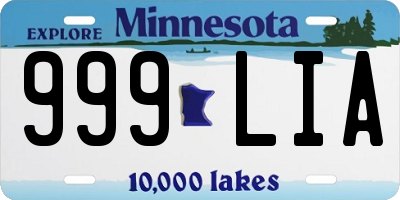 MN license plate 999LIA