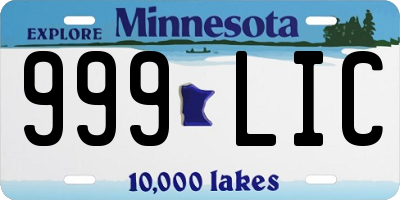 MN license plate 999LIC