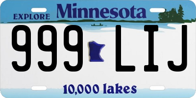 MN license plate 999LIJ