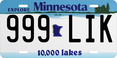 MN license plate 999LIK