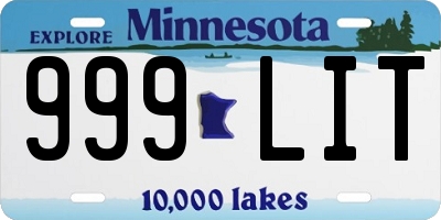 MN license plate 999LIT