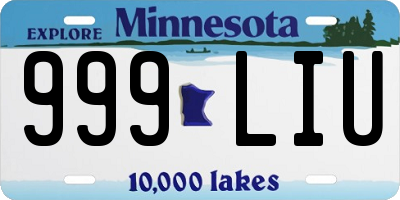 MN license plate 999LIU