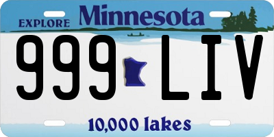 MN license plate 999LIV