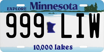 MN license plate 999LIW
