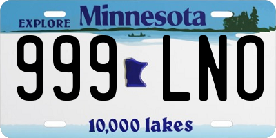 MN license plate 999LNO