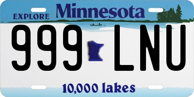 MN license plate 999LNU