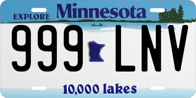 MN license plate 999LNV