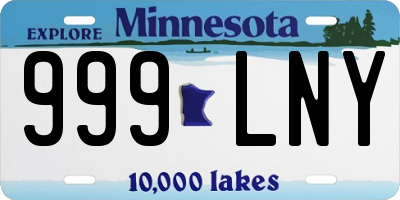 MN license plate 999LNY