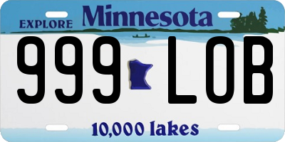 MN license plate 999LOB