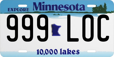 MN license plate 999LOC