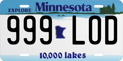 MN license plate 999LOD