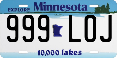 MN license plate 999LOJ