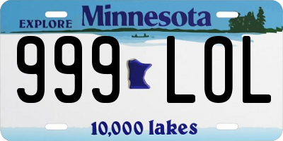 MN license plate 999LOL