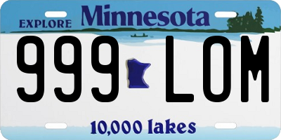 MN license plate 999LOM