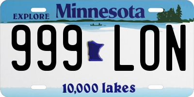 MN license plate 999LON