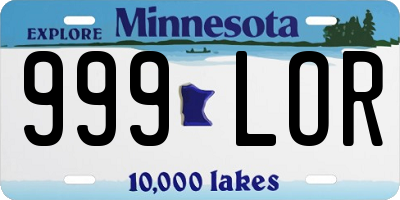 MN license plate 999LOR