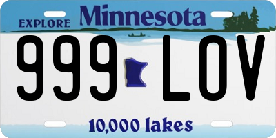 MN license plate 999LOV