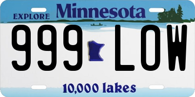 MN license plate 999LOW