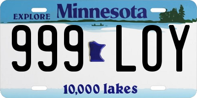 MN license plate 999LOY
