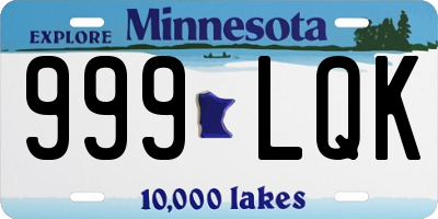 MN license plate 999LQK
