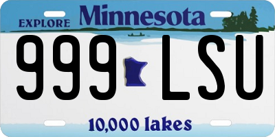MN license plate 999LSU