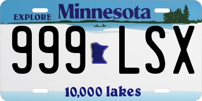 MN license plate 999LSX