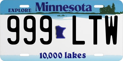 MN license plate 999LTW