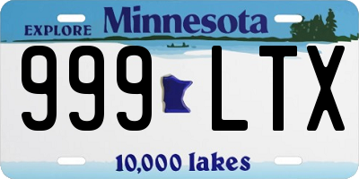 MN license plate 999LTX