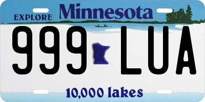 MN license plate 999LUA