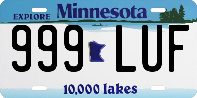MN license plate 999LUF