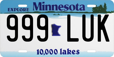 MN license plate 999LUK