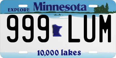 MN license plate 999LUM
