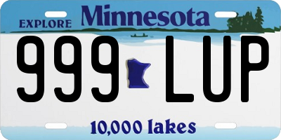 MN license plate 999LUP