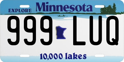 MN license plate 999LUQ