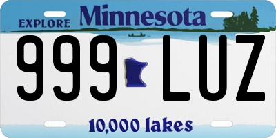 MN license plate 999LUZ