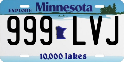 MN license plate 999LVJ