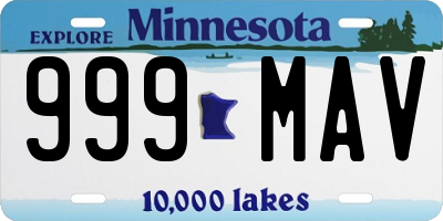 MN license plate 999MAV