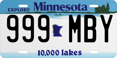 MN license plate 999MBY