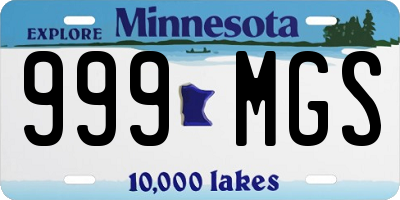 MN license plate 999MGS