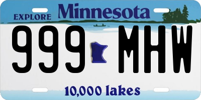 MN license plate 999MHW