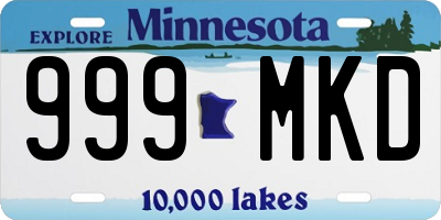 MN license plate 999MKD