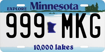 MN license plate 999MKG